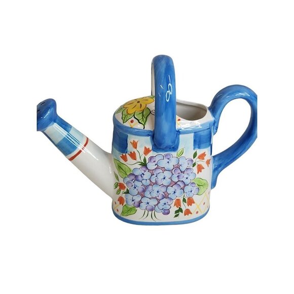 Hand-Painted Ceramic Watering Can With Floral Design - Picture 5 of 7